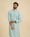 Aqua Green Chikankari Print Kurta Set